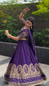 Purple Color Embroidery Heavy Work  Lehenga Choli